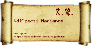 Köpeczi Marianna névjegykártya